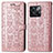 Leather Case Stands Fashionable Pattern Flip Cover Holder S03D for OnePlus 10T 5G Rose Gold