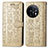 Leather Case Stands Fashionable Pattern Flip Cover Holder S03D for OnePlus 11 5G Gold