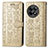 Leather Case Stands Fashionable Pattern Flip Cover Holder S03D for OnePlus 11R 5G Gold