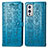 Leather Case Stands Fashionable Pattern Flip Cover Holder S03D for OnePlus 9 5G Blue