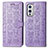 Leather Case Stands Fashionable Pattern Flip Cover Holder S03D for OnePlus 9 5G Purple