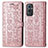 Leather Case Stands Fashionable Pattern Flip Cover Holder S03D for OnePlus 9 Pro 5G Rose Gold