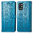 Leather Case Stands Fashionable Pattern Flip Cover Holder S03D for OnePlus 9R 5G Blue