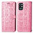 Leather Case Stands Fashionable Pattern Flip Cover Holder S03D for OnePlus 9R 5G Pink