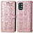 Leather Case Stands Fashionable Pattern Flip Cover Holder S03D for OnePlus 9R 5G Rose Gold