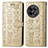 Leather Case Stands Fashionable Pattern Flip Cover Holder S03D for OnePlus Ace 2 Pro 5G Gold