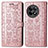 Leather Case Stands Fashionable Pattern Flip Cover Holder S03D for OnePlus Ace 2 Pro 5G Rose Gold