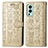 Leather Case Stands Fashionable Pattern Flip Cover Holder S03D for OnePlus Nord 2 5G Gold