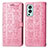 Leather Case Stands Fashionable Pattern Flip Cover Holder S03D for OnePlus Nord 2 5G Pink