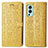 Leather Case Stands Fashionable Pattern Flip Cover Holder S03D for OnePlus Nord 2 5G Yellow