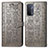 Leather Case Stands Fashionable Pattern Flip Cover Holder S03D for OnePlus Nord N200 5G Gray