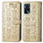 Leather Case Stands Fashionable Pattern Flip Cover Holder S03D for Oppo A16 Gold