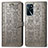 Leather Case Stands Fashionable Pattern Flip Cover Holder S03D for Oppo A16 Gray