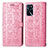 Leather Case Stands Fashionable Pattern Flip Cover Holder S03D for Oppo A16 Pink