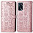 Leather Case Stands Fashionable Pattern Flip Cover Holder S03D for Oppo A16 Rose Gold