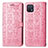 Leather Case Stands Fashionable Pattern Flip Cover Holder S03D for Oppo A16K Pink