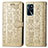 Leather Case Stands Fashionable Pattern Flip Cover Holder S03D for Oppo A16s Gold