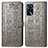 Leather Case Stands Fashionable Pattern Flip Cover Holder S03D for Oppo A16s Gray