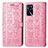 Leather Case Stands Fashionable Pattern Flip Cover Holder S03D for Oppo A16s Pink