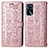 Leather Case Stands Fashionable Pattern Flip Cover Holder S03D for Oppo A16s Rose Gold