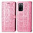 Leather Case Stands Fashionable Pattern Flip Cover Holder S03D for Oppo A53s 5G Pink