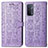 Leather Case Stands Fashionable Pattern Flip Cover Holder S03D for Oppo A54 5G Purple