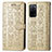 Leather Case Stands Fashionable Pattern Flip Cover Holder S03D for Oppo A55 5G Gold