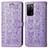 Leather Case Stands Fashionable Pattern Flip Cover Holder S03D for Oppo A55 5G Purple