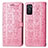 Leather Case Stands Fashionable Pattern Flip Cover Holder S03D for Oppo A55S 5G Pink