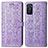 Leather Case Stands Fashionable Pattern Flip Cover Holder S03D for Oppo A55S 5G Purple
