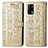 Leather Case Stands Fashionable Pattern Flip Cover Holder S03D for Oppo A74 4G Gold