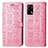 Leather Case Stands Fashionable Pattern Flip Cover Holder S03D for Oppo A74 4G Pink