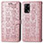 Leather Case Stands Fashionable Pattern Flip Cover Holder S03D for Oppo A74 4G Rose Gold