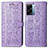 Leather Case Stands Fashionable Pattern Flip Cover Holder S03D for Oppo A77 5G Purple