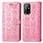 Leather Case Stands Fashionable Pattern Flip Cover Holder S03D for Oppo A94 5G Pink