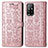 Leather Case Stands Fashionable Pattern Flip Cover Holder S03D for Oppo A94 5G Rose Gold