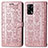 Leather Case Stands Fashionable Pattern Flip Cover Holder S03D for Oppo A95 4G Rose Gold