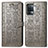 Leather Case Stands Fashionable Pattern Flip Cover Holder S03D for Oppo F19 Pro Gray