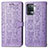 Leather Case Stands Fashionable Pattern Flip Cover Holder S03D for Oppo F19 Pro Purple