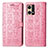 Leather Case Stands Fashionable Pattern Flip Cover Holder S03D for Oppo F21 Pro 4G Pink