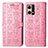 Leather Case Stands Fashionable Pattern Flip Cover Holder S03D for Oppo F21s Pro 4G Pink
