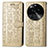 Leather Case Stands Fashionable Pattern Flip Cover Holder S03D for Oppo Find X6 5G Gold