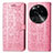 Leather Case Stands Fashionable Pattern Flip Cover Holder S03D for Oppo Find X6 5G Pink