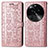 Leather Case Stands Fashionable Pattern Flip Cover Holder S03D for Oppo Find X6 5G Rose Gold