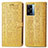 Leather Case Stands Fashionable Pattern Flip Cover Holder S03D for Oppo K10 5G India Yellow
