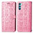 Leather Case Stands Fashionable Pattern Flip Cover Holder S03D for Oppo K9 Pro 5G Pink