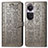 Leather Case Stands Fashionable Pattern Flip Cover Holder S03D for Oppo Reno10 5G Gray