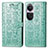 Leather Case Stands Fashionable Pattern Flip Cover Holder S03D for Oppo Reno10 5G Green