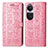 Leather Case Stands Fashionable Pattern Flip Cover Holder S03D for Oppo Reno10 5G Pink