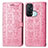 Leather Case Stands Fashionable Pattern Flip Cover Holder S03D for Oppo Reno5 A Pink